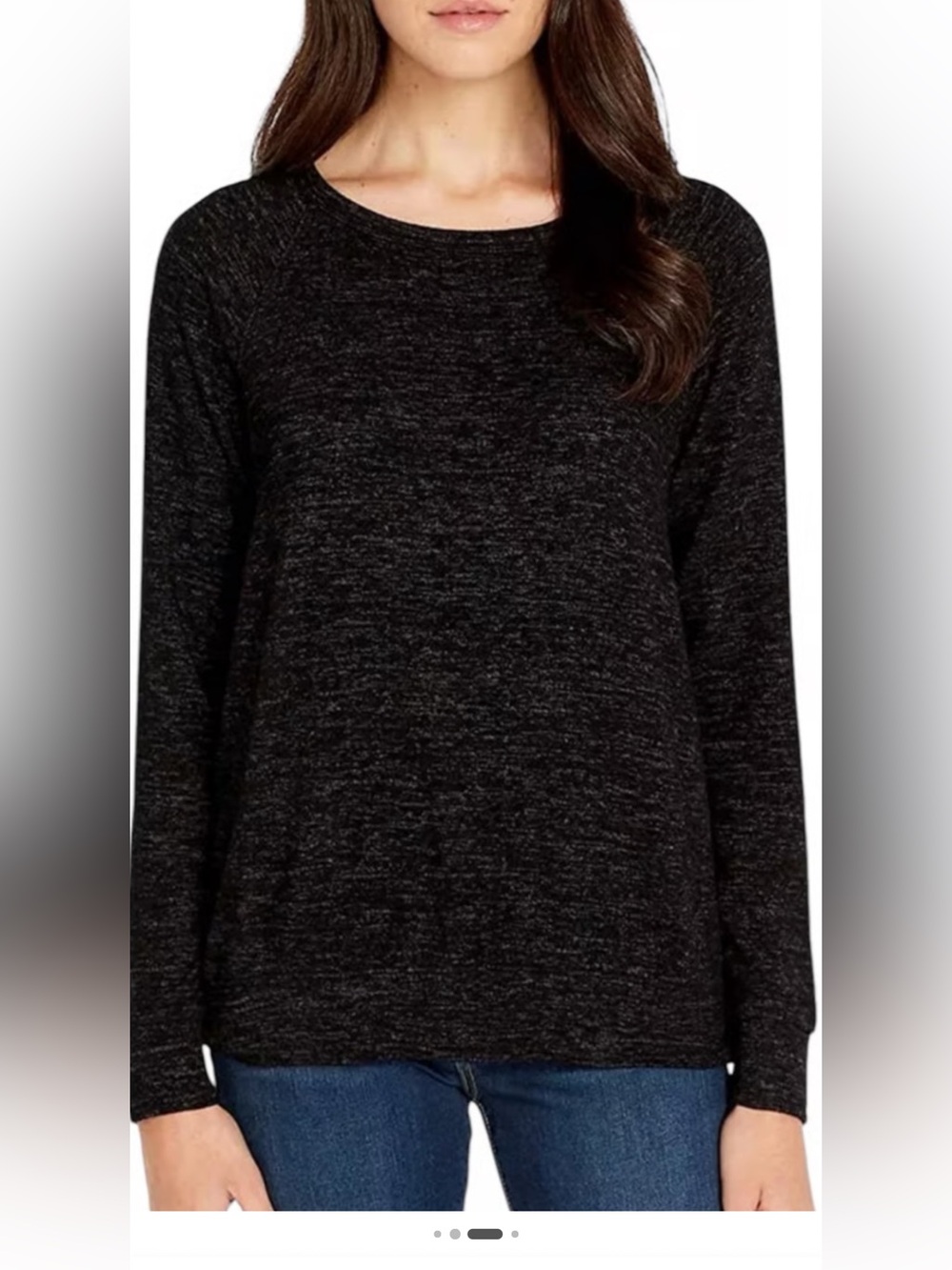 Buffalo David Bitton Black Marled Long Sleeve Crew Top